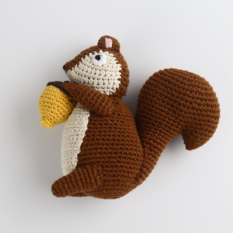 Handmade Crochet Animal Toys - Soft Yarn Knitted Dolls, Cute and Eco-Friendly, Perfect for Kids, Baby Gifts, and Home Decor, Unique Amigurumi Style, Hand Crocheted Squirrel