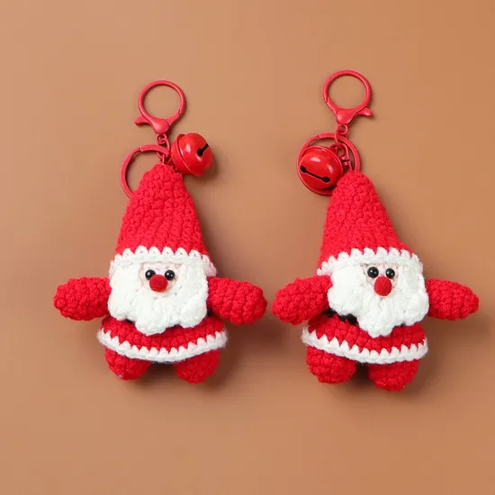 Wholesale Price OEM Manufacturer Personalized Navidad Xmas Decorations Gifts Crafts Custom Design Crochet Knitted Christmas Santa Claus Keychain Factory