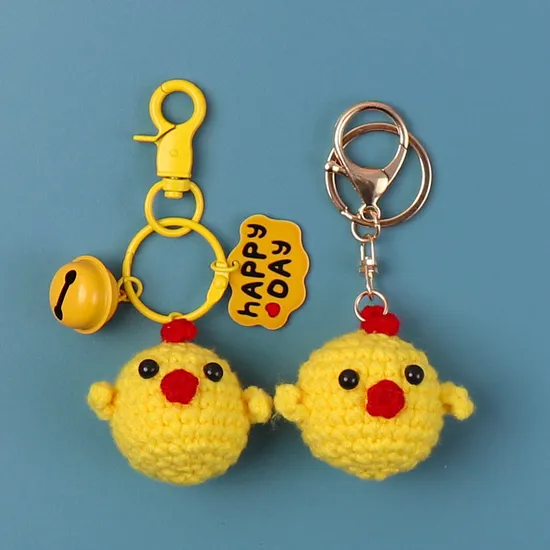 OEM Manufacturer Personalized Christmas Gifts Cute Lovely Kawaii Animals Key Ring Custom Design Crochet Knitted Chick Chicken Keychains Factory