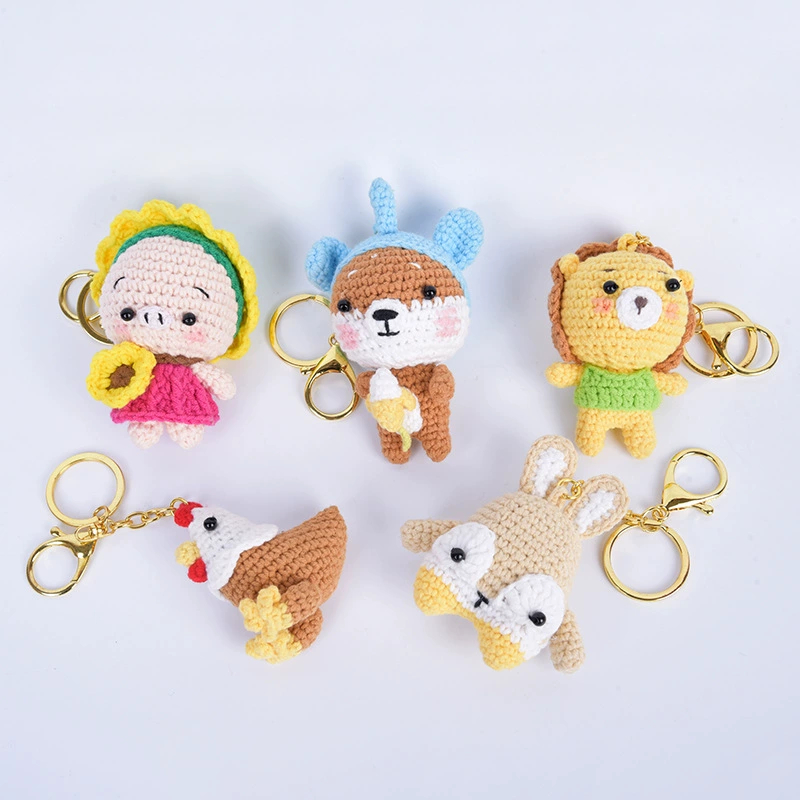  Handmade Crochet Animal Keychain Key Ring Dolls - Adorable Small Charms for Phones, Bags & Luggage