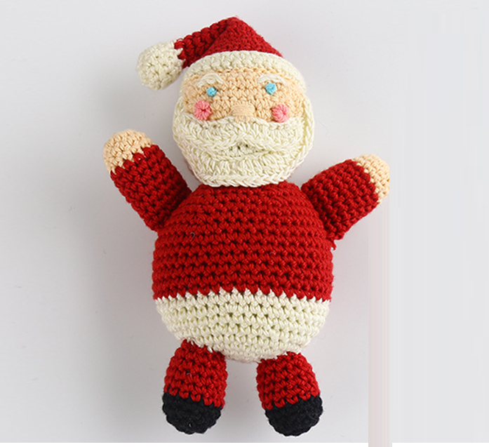 Manufacturer Offers Handmade Woolen Knitted Santa Claus Cartoon Toys for Festive Decor