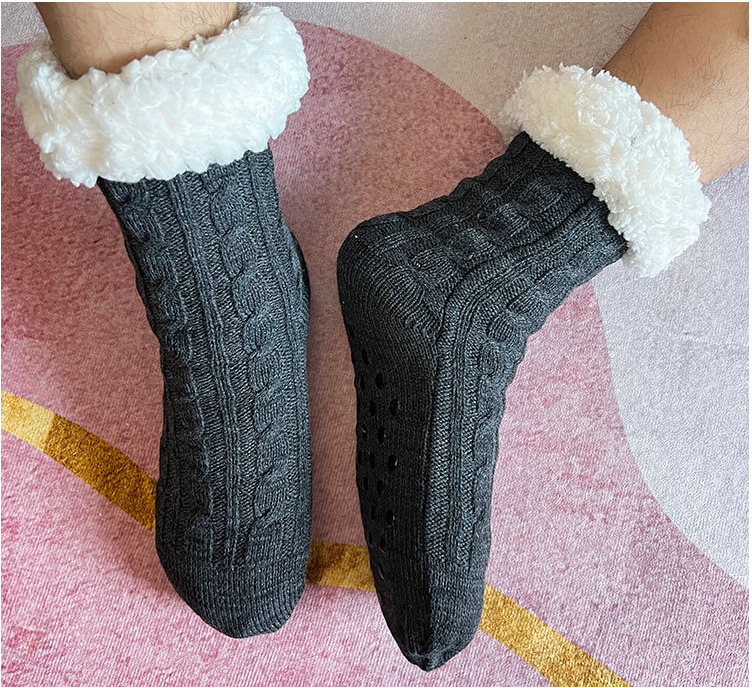 Winter floor socks for adults, non-slip slipper socks, warm sherpa socks, fleece floor socks for men, cozy home socks, thick plush slipper socks