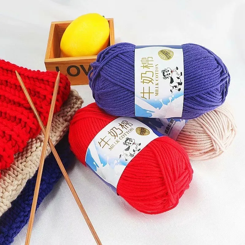 50g 5ply Thick Acrylic Yarn 100% Baby Knit Sweater Wool 50g 5ply Thread Hand Knitting Milk Cotton Yarn for Sewing Weaving