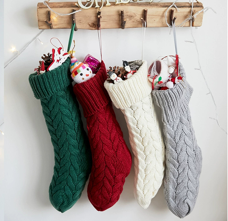 Large 46CM Knitted Home Wall Decor Candy Sock (Diamond Pattern Gift Bag / Christmas Stocking)