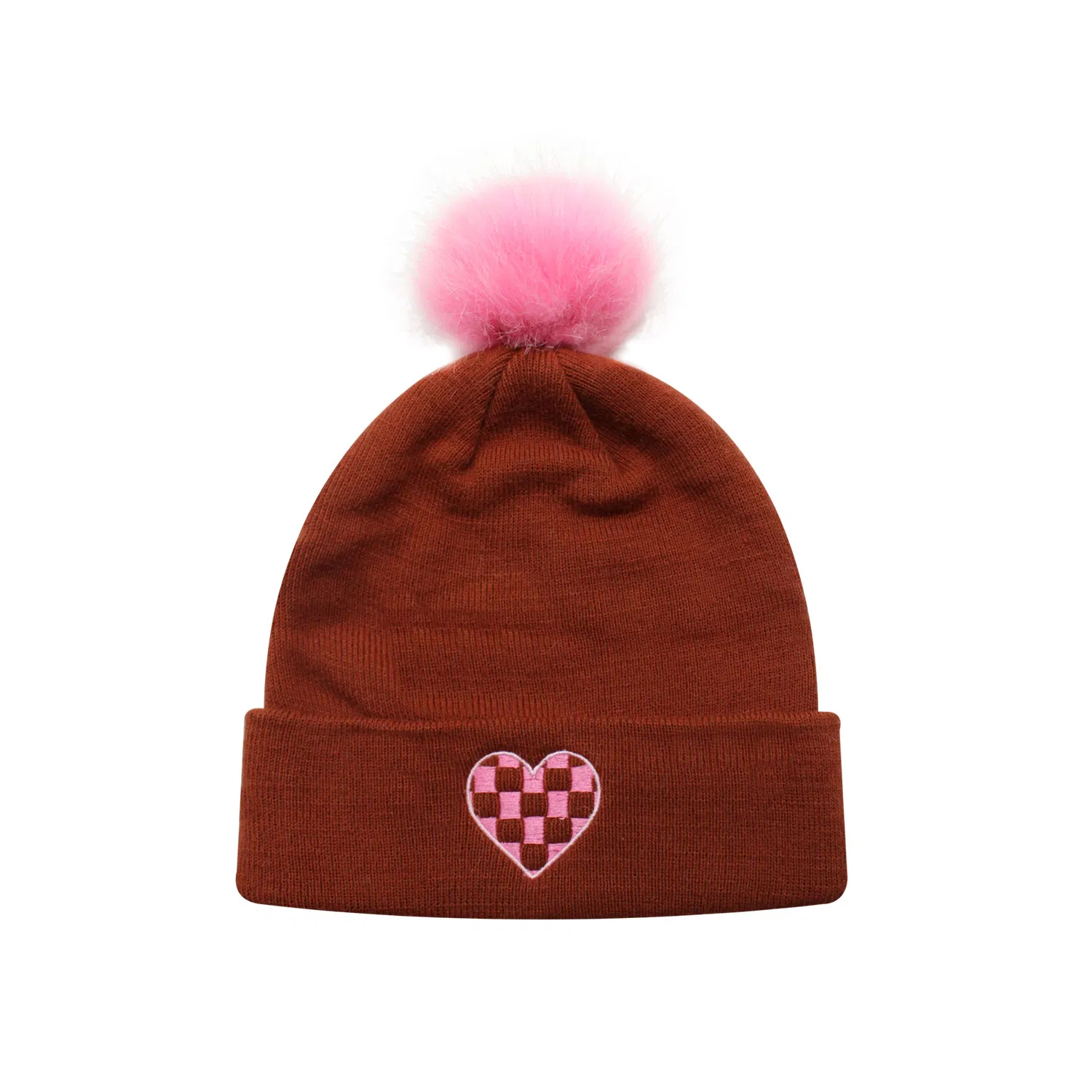 Custom Love Heart Beanie, Embroidered Fur Pom Beanie, Charity Donation Beanie, Winter Beanie with Heart Embroidery, Custom OEM Knit Beanie