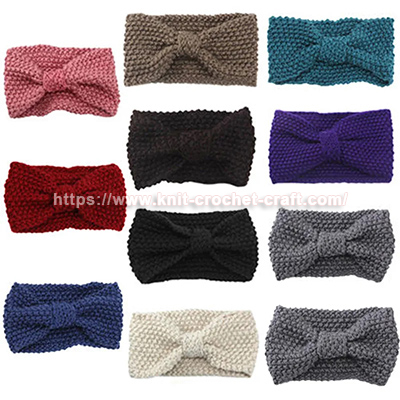 Fashionable Cute Winter Women Lady Ear Warmer Crochet Bowknot Turban – 100% Hand Knitted Head Wrap