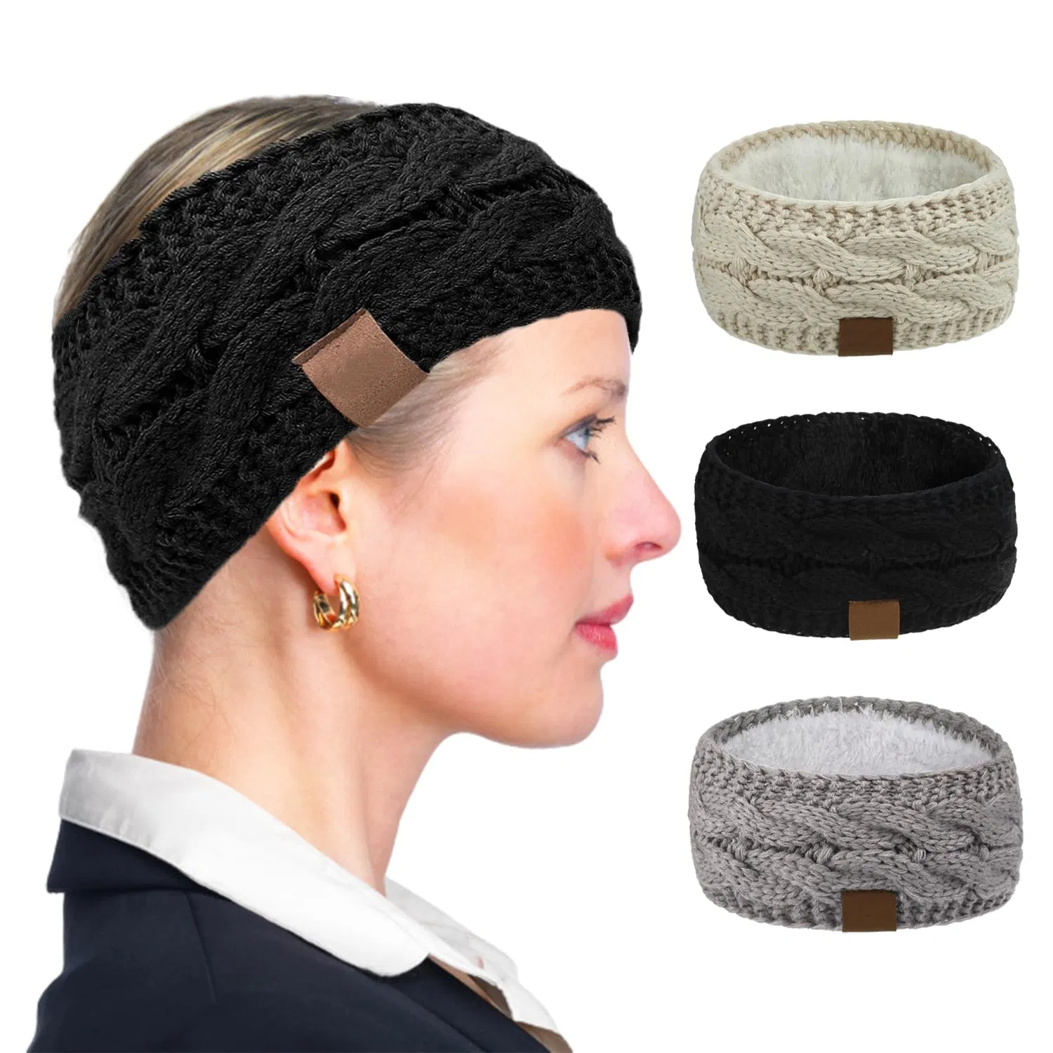 New Design Soft Stretch Winter Warm Cable Knit Ear Warmer Headband Head wrap for Women and Girls