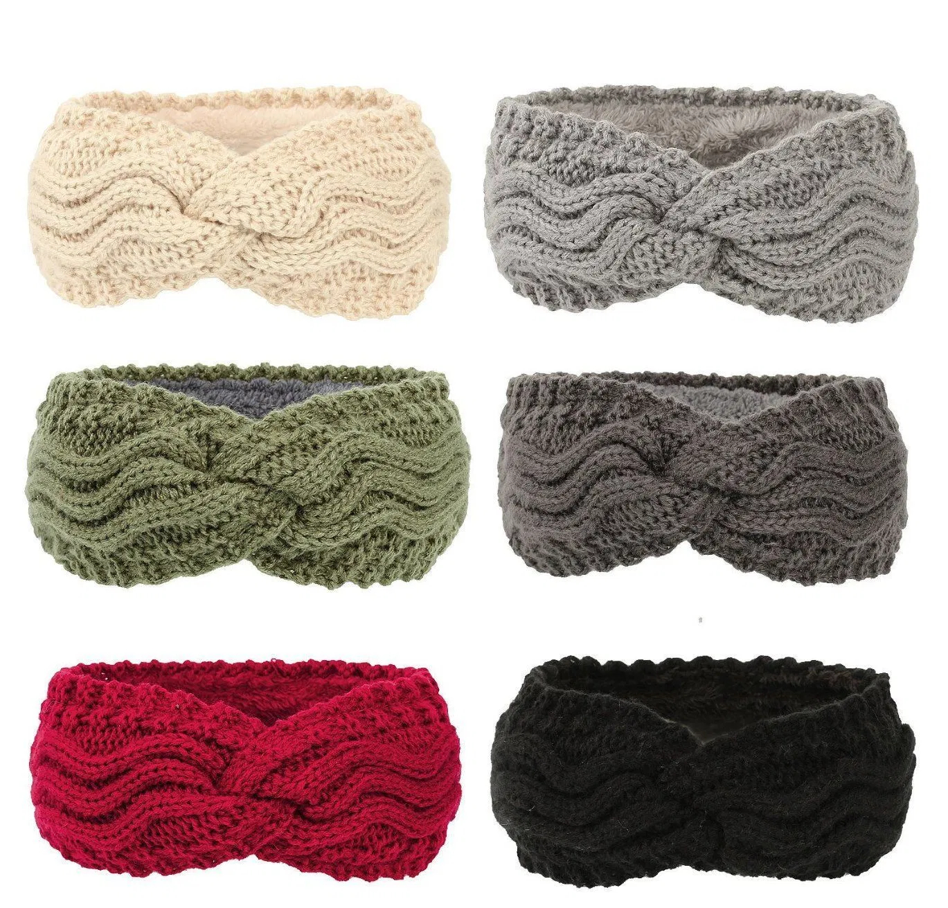 High-Quality Pure Color Twist Knitted Headbands and Neck Warmers