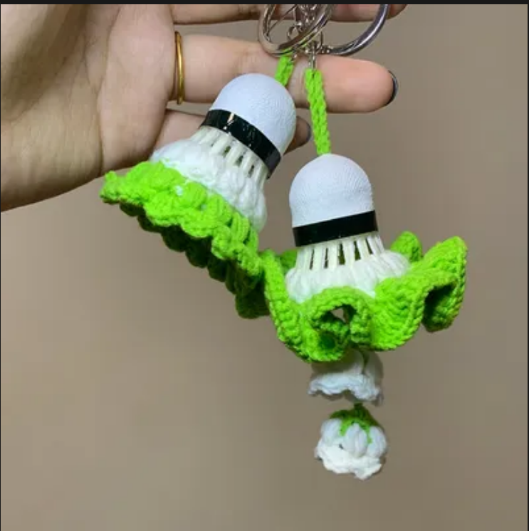 Handmade Crochet Badminton Pendant Keychain Backpack Pendant