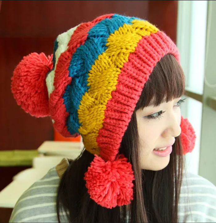 Custom Lady Fashion Winter Knitting Beanie Crochet Hat