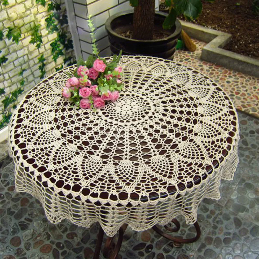 Handmade Cotton Crochet Table Runner 60x300cm – Ecru & White Elegant Dining Decor