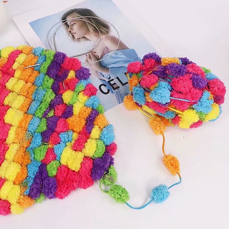 Big Ball Pompom Yarn for Crocheting and Hand Knitting 