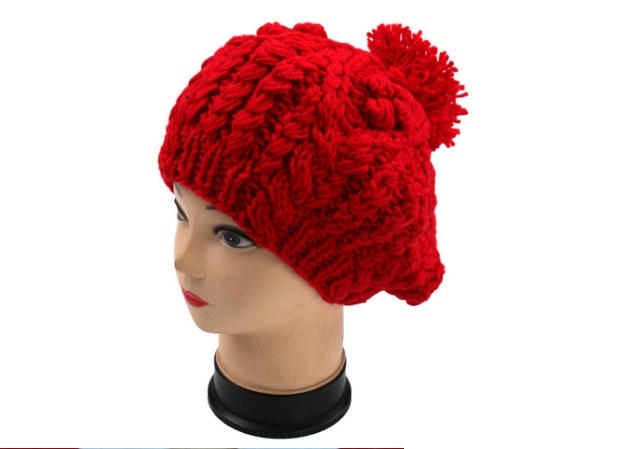 Custom Hand Knit Hat Made in Alldone E-Trading Firm,Women Warm Beanie Crocheted Knitted Hat with Pompom